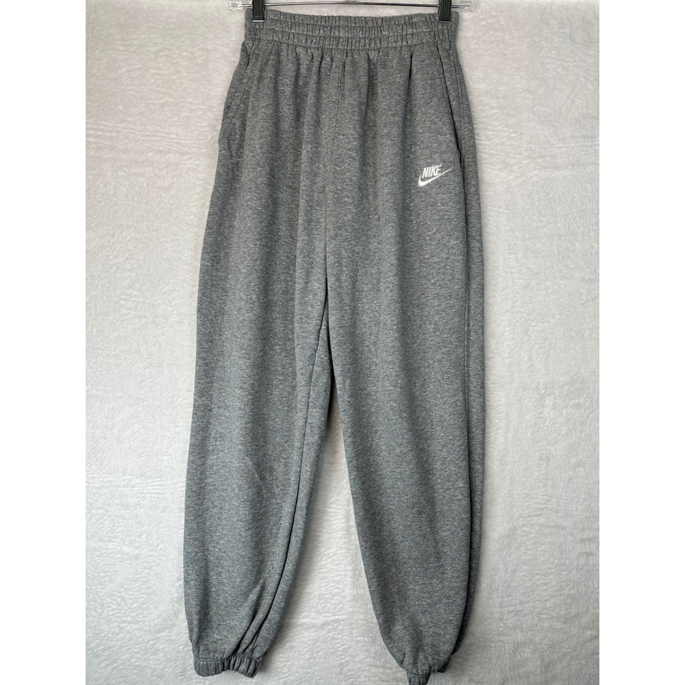 Nike Sweatpants Youth Large Gray Embroidered Logo Fleece Joggers